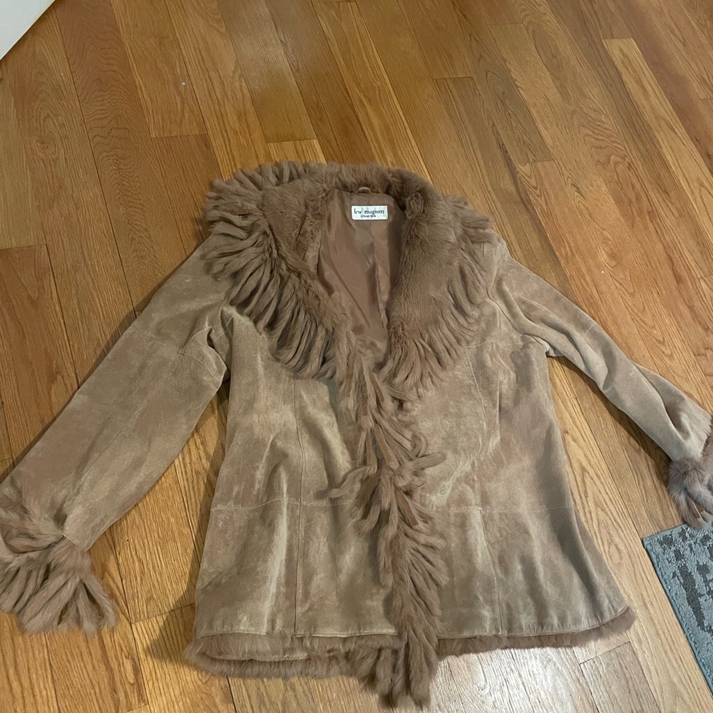 Lee Magram collections suede/ faux fur coat